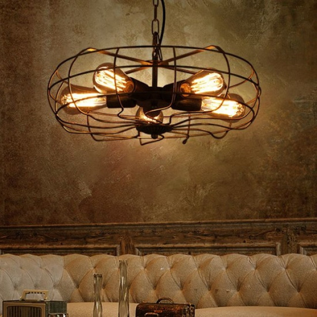 懷舊LOFT鐵藝風扇吊燈-DoubleBear
