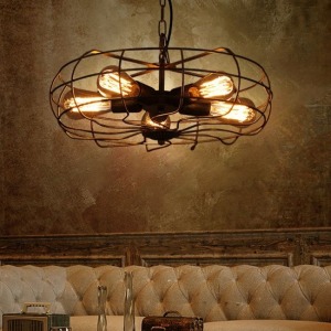 懷舊LOFT鐵藝風扇吊燈-DoubleBear