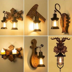 工業風LOFT實木仿古多款壁燈-DoubleBear