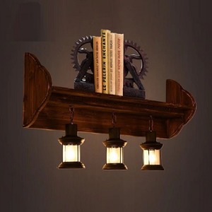 仿古LOFT船木裝飾書架壁燈-DoubleBear