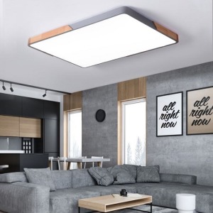 糖果色長方形實木LED無極調光吸頂燈-DoubleBear