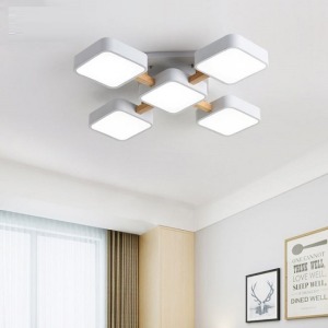 北歐個性魔方格子三色變光吸頂燈-DoubleBear