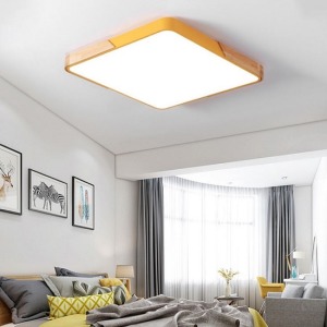 糖果色方形實木LED無極調光吸頂燈-DoubleBear