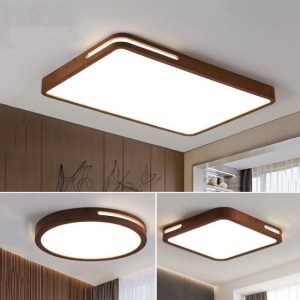 北歐胡桃木無極調光吸頂燈-DoubleBear