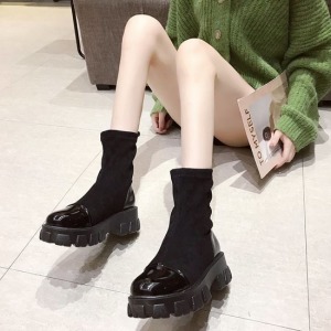 英倫風鬆糕厚底馬汀靴-DoubleBear