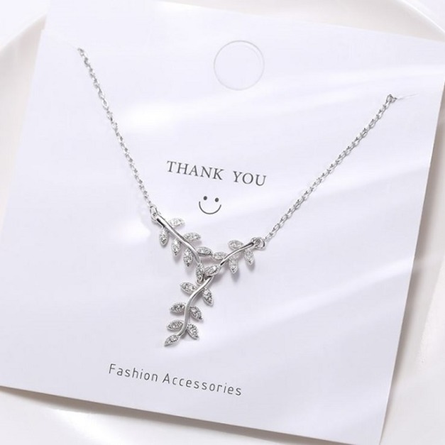 S925純銀樹葉小清新鎖骨鏈-DoubleBear