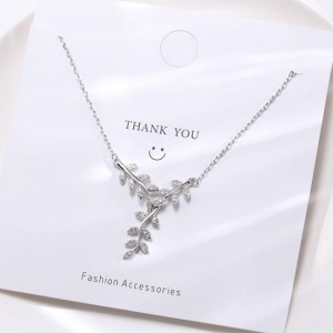 S925純銀樹葉小清新鎖骨鏈-DoubleBear