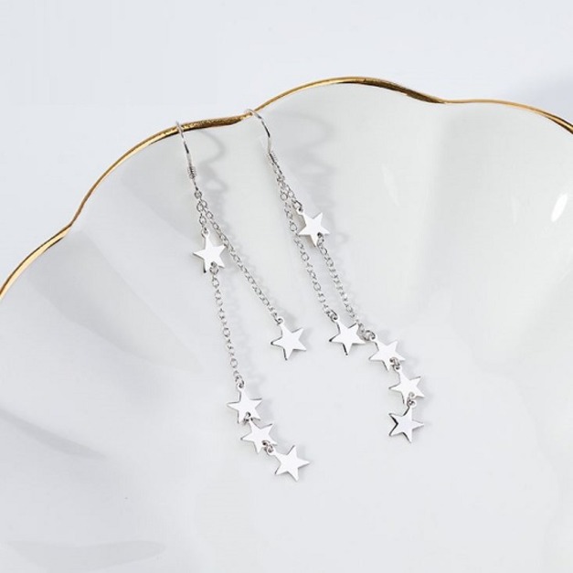 流星墜落S925純銀耳飾-DoubleBear