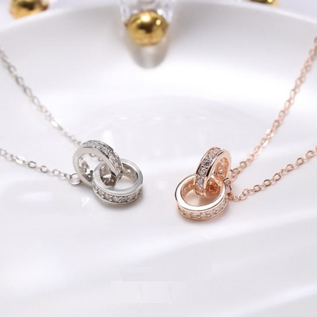 心連心雙環S925純銀項鏈-DoubleBear