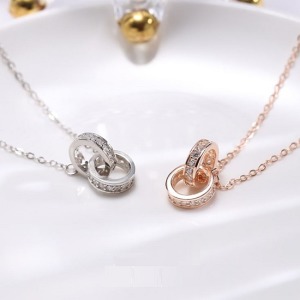 心連心雙環S925純銀項鏈-DoubleBear