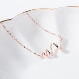 韓系心電圖S925純銀項鍊-DoubleBear