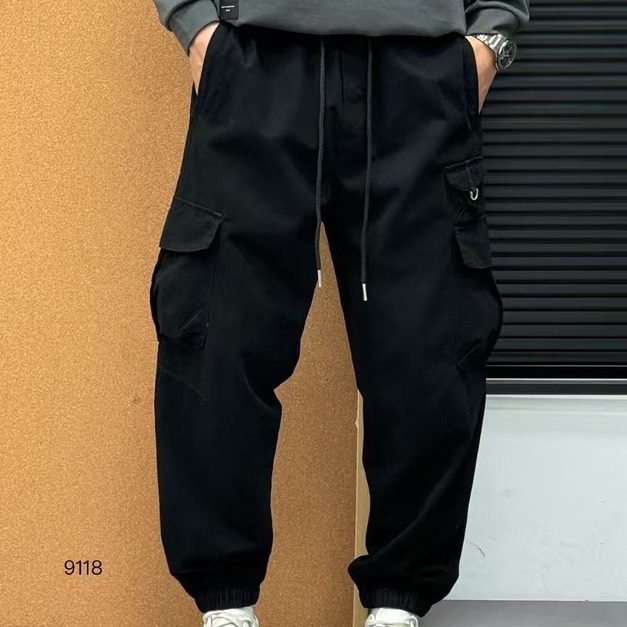 OR9118_厚磅多袋工裝縮口褲