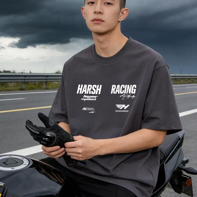 T-58_RACING標章植絨短TEE