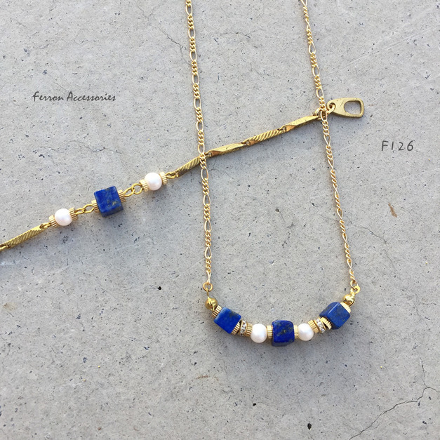 F126   方塊青金石項鍊