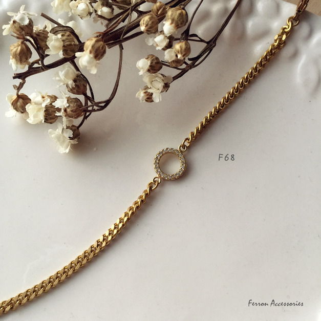 F68   鋯石黃銅手鍊