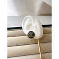 Chanel領帶布 夾式耳環(綠底)