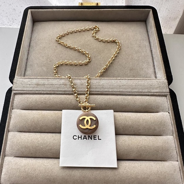 CHANEL 玳瑁金CC LOGO鈕扣 客訂項鍊