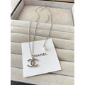 CHANEL 黑鑽銀CC LOGO墜飾 客訂項鍊