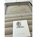 CHANEL 銀色不規則CC LOGO鈕扣 客訂項鍊_1