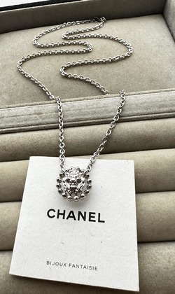 CHANEL 銀色獅子CC LOGO鈕扣 客訂項鍊