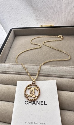 CHANEL 老件金色鏤空CC LOGO雙面墜飾 客訂項鍊