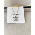 CHANEL 黑鑽銀CC LOGO墜飾 客訂項鍊_1