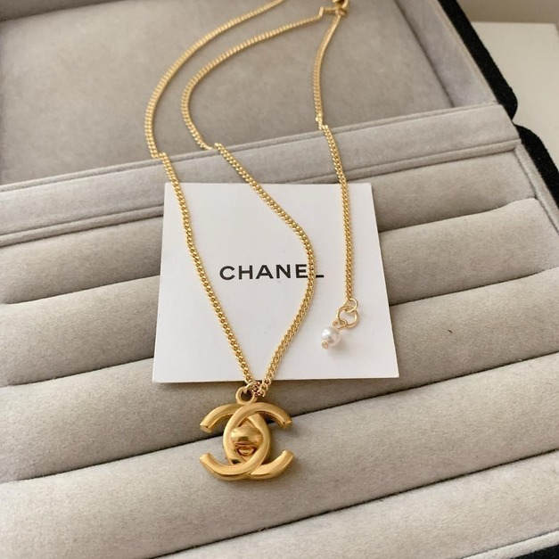 CHANEL 金色書包扣CC LOGO耳夾改墜飾 客訂項鍊