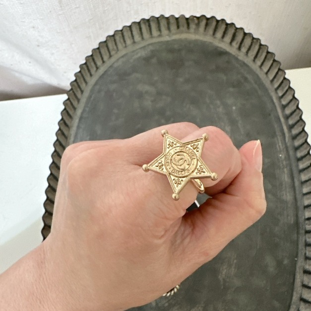 CHANEL五角星CC LOGO鈕釦戒指 