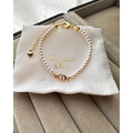 Christian Dior 金色CD logo墜 改造珍珠手鍊