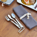 【日本高桑金屬】日製輕食刻不鏽鋼露營刀叉匙3件組(附純棉收納袋)-2色可選_3