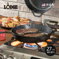 【美國LODGE】美國製圓形鑄鐵橫紋煎鍋/烤盤-27cm