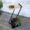 【日本COLLEND】IRON 實木鋼製Z型邊桌(高60cm)-2色可選