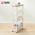 【日本天馬】移動式木質頂板窄型四層收納架