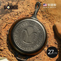 【美國LODGE】黃石公園系列 美國製圓形鑄鐵平底煎鍋/烤盤-27cm(Authentic Y)