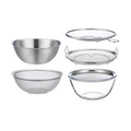 【日本霜山】304不鏽鋼廚房料理瀝水盆/耐熱玻璃調理碗6件組_1