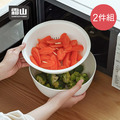【日本霜山】深型可微波耐熱瀝水籃+盆兩件組-2.8L