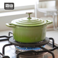 【日本霜山】漸層色雙耳琺瑯鑄鐵鍋(附蓋)-14cm-多色可選_2