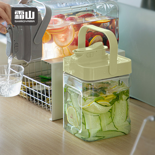 【日本霜山】按壓式戶外用大容量冷水壺(附濾嘴)-2.3L-多色可選