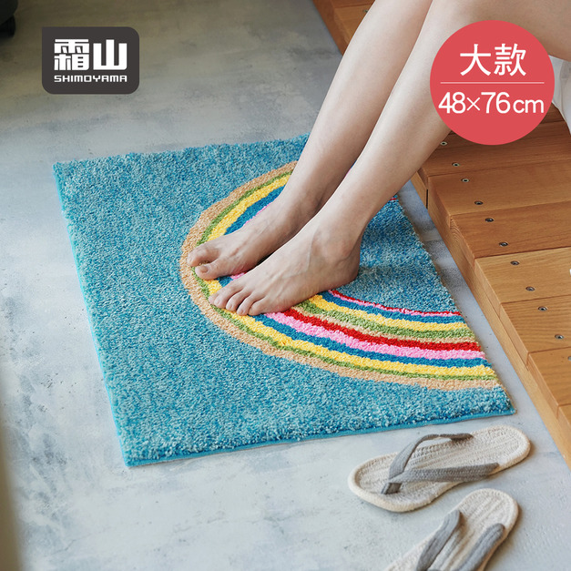 【日本霜山】插畫風防滑吸水快乾浴室踏墊-48x76cm-多色可選