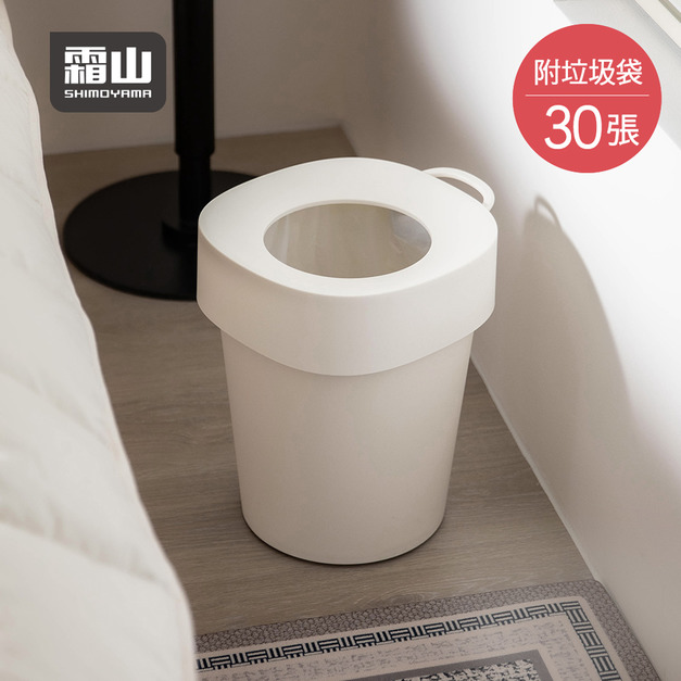 【日本霜山】滑輪式簡約風垃圾桶/紙簍(附垃圾袋30張)-12L-多色可選