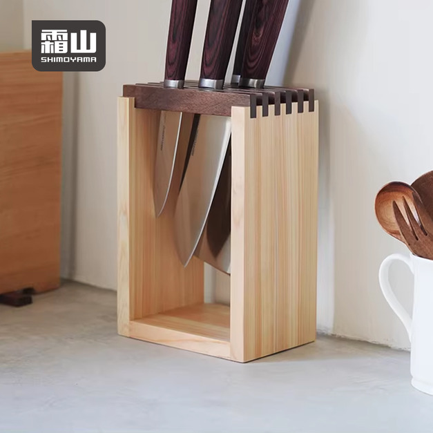 【日本霜山】天然檜木製刀具收納架/刀架