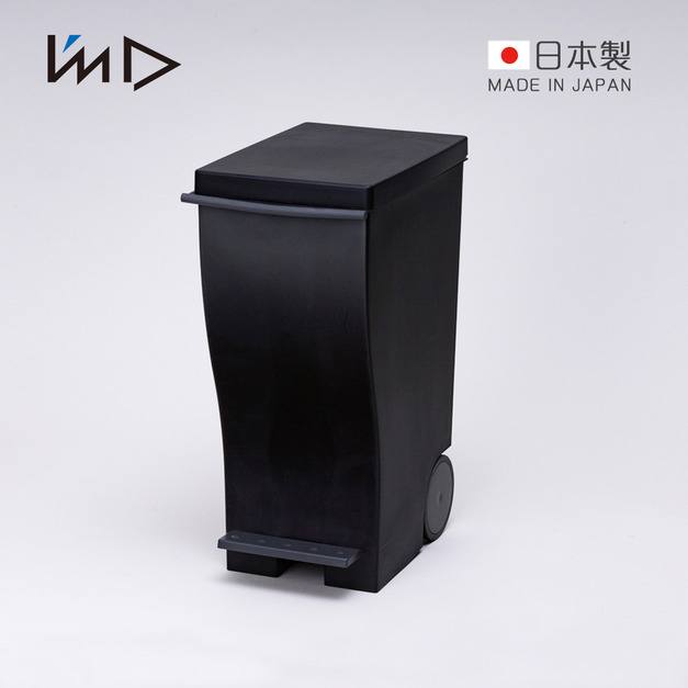 【日本岩谷Iwatani】kcud 日製純色曲線長型腳踏垃圾桶(附輪)-20L-多色可選