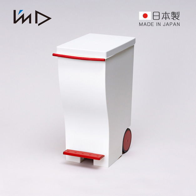 【日本岩谷Iwatani】kcud 日製雙色曲線長型腳踏垃圾桶(附輪)-20L-多色可選