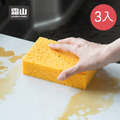 【日本霜山】電蒸箱/烤箱/蒸爐用長方形木漿棉去汙清潔海綿刷-3入_2