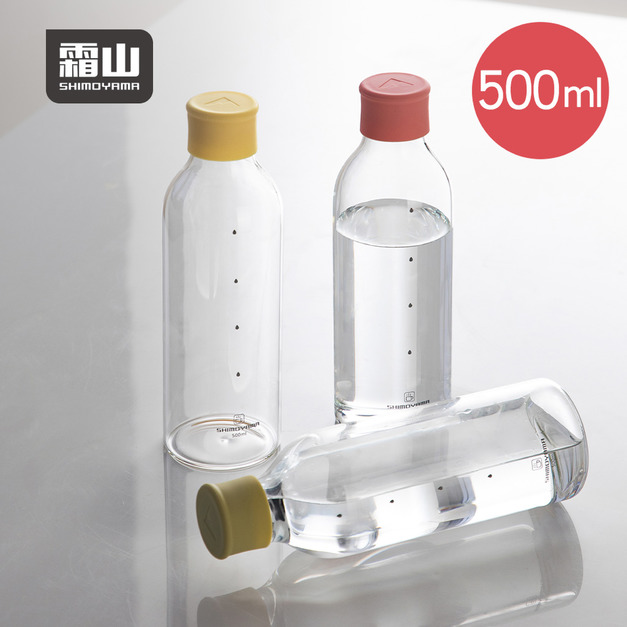 【日本霜山】隨行玻璃冷水瓶/運動水壺-500ml-多色可選