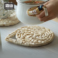 【日本霜山】可掛式文藝風玉米皮編織鍋墊/隔熱墊_2