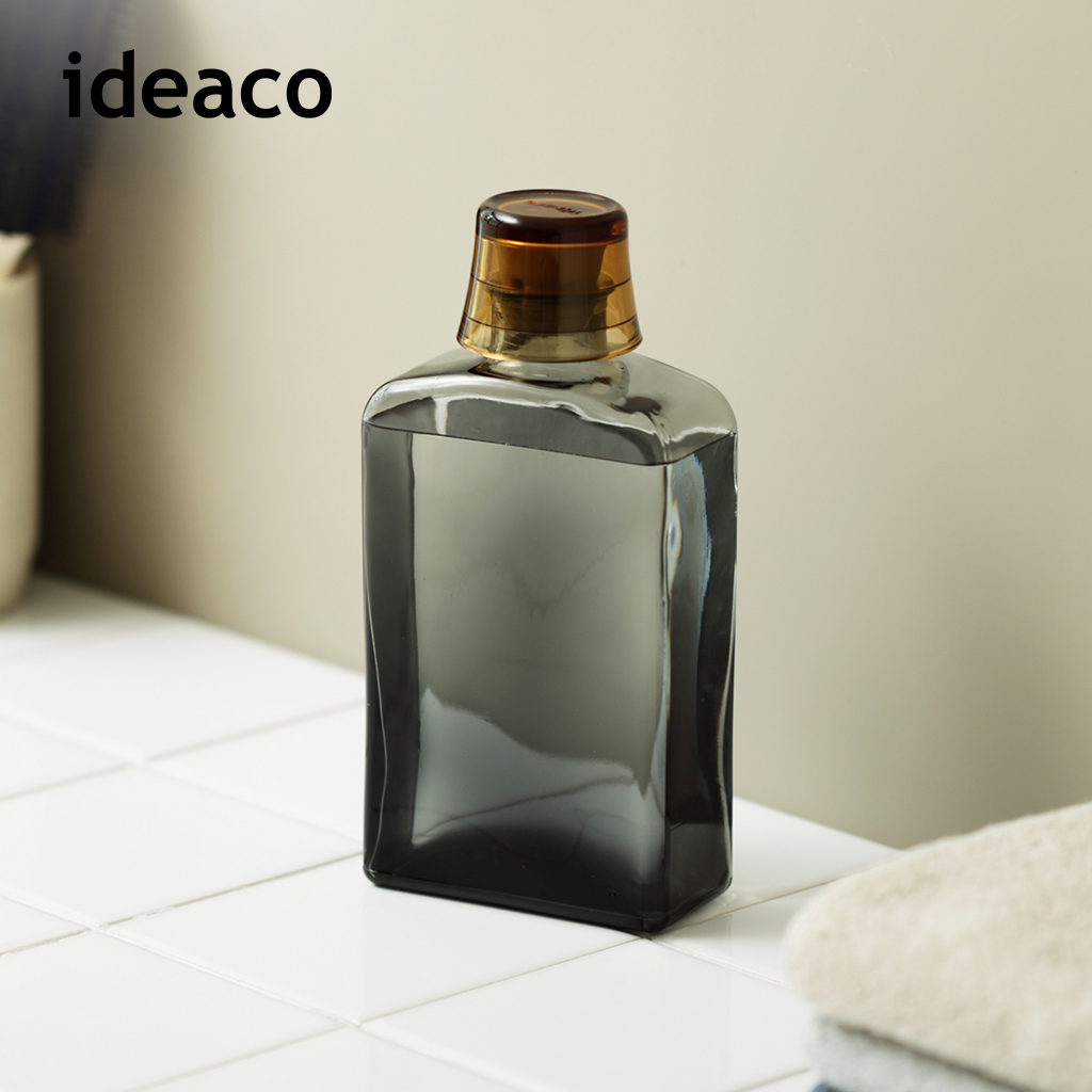 【日本ideaco】復古風漱口水用玻璃空瓶(附漱口杯)-400ml