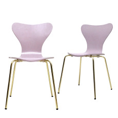 浪漫紫流線曲木餐椅(2入)