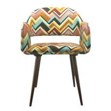 幾何花實木腳沙發布曲木椅