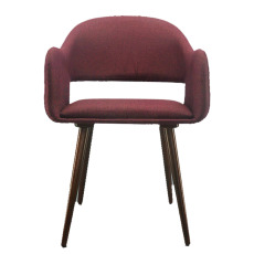 深酒紅實木腳沙發布曲木椅